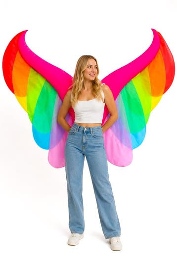 KIMU® Opblaas Kostuum Vleugels Regenboog Opblaasbaar Pak Vli, Kleding | Dames, Carnavalskleding en Feestkleding, Ophalen of Verzenden