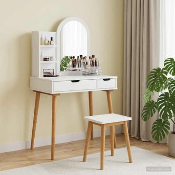 vidaXL Toilettafel Set FAUSKE 3 st Wit 76 x 50 x 143 cm, Verzenden, Nieuw