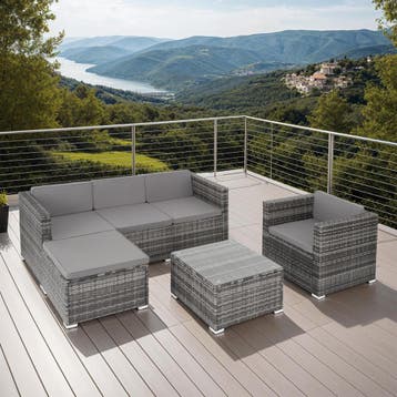 Wicker lounge Lignano met fauteuil - grijs, Tuin en Terras, Tuinsets en Loungesets, Verzenden, Nieuw