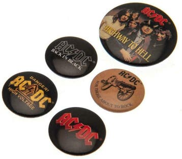 AC/DC Button Albums 5-pack officiële merchandise, Ophalen of Verzenden, Nieuw