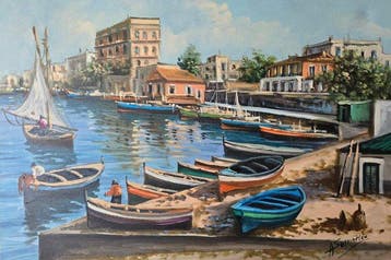 Antonio Sorrentino (XX) - il porto di granatello portici, Antiek en Kunst