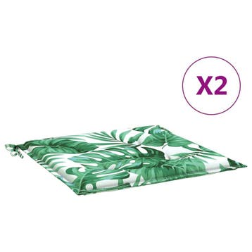 vidaXL Stoelkussens 2 st bladpatroon 40x40x4 cm stof, Verzenden, Nieuw, Groen