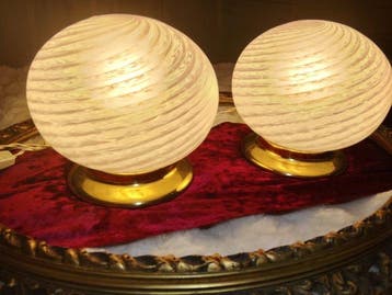 VORTEX OF LIGHT: A Pair of Vintage Murano Swirl Table Lamps