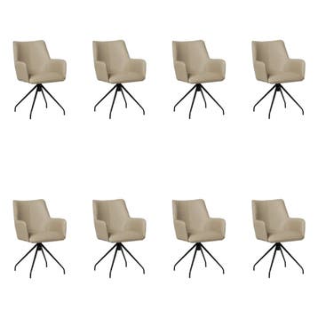 Set van 8 Leren draaibare eetkamerstoelen Wave - Toledo, Huis en Inrichting, Stoelen, Ophalen of Verzenden, Nieuw, Leer, Vijf, Zes of meer stoelen