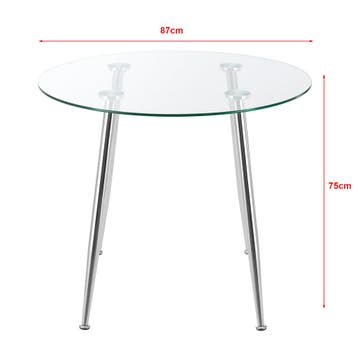 [en.casa] Glazen tafel Humppila rond 75x87 cm chroom en tran, Verzenden, Nieuw