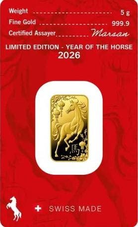 5 Gram Goudbaar - Argor-Heraeus - Year of the Horse, Verzenden, Goud