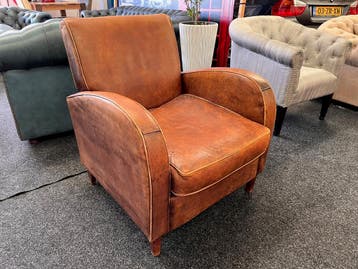 Chesterfield Maarssen !! Vintage Camel schapenleren Fauteuil, Ophalen, Gebruikt, Leer, CHESTERFIELD