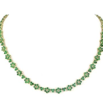 Halsketting - 14 karaat Geel goud - 11.00ct. tw. Smaragd -, Nieuw
