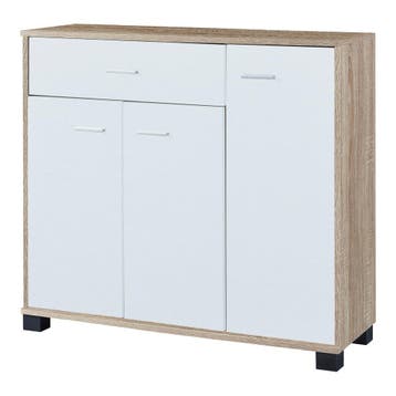 [en.casa] Halmeubel Bobeck 72x80x28 cm eikenkleurig en wit, Verzenden, Nieuw