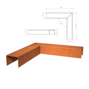 Cortenstaal u-profiel hoek 30x30x6,4x5cm, Overige materialen, Nieuw, Minder dan 25 cm, Border