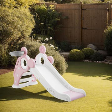 Kinderglijbaan Joy, met basketbalring, inklapbaar - roze, Verzenden, Nieuw