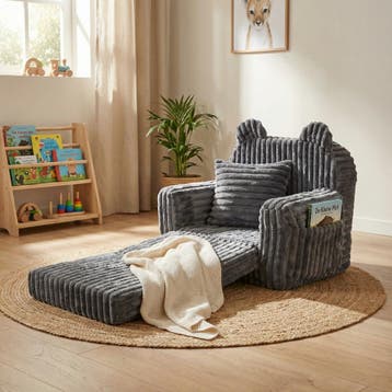 Slaapbank Kinderfauteuil Grijs | Wasbaar | Scherpe Prijs, Huis en Inrichting, Fauteuils, Minder dan 75 cm, Kinderfauteuil, Nieuw