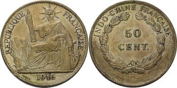 50 Centimes Jahreszahl in 1916 umgraviert Franzoesisch In..., Verzenden