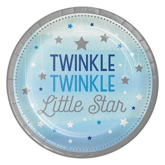 Bordjes Twinkle Little Star Blauw - 8 Stuks, Hobby en Vrije tijd, Feestartikelen, Nieuw, Ophalen of Verzenden