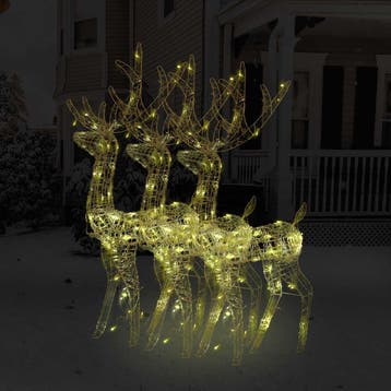 vidaXL Kerstversieringen rendier 3 st 128 cm acryl warmwit, Diversen, Kerst, Verzenden, Nieuw