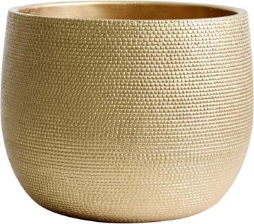 Plantenpot Goud 25cm | Keramisch | Retourdeal 67% Korting, Tuin en Terras, Bloempotten, 25 tot 40 cm, Overige materialen, Rond