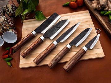 Keukenmes - Kitchen knife set - 716 - Staal, Hout,