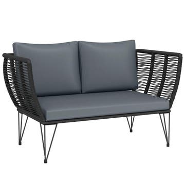 Tuinbank Met Kussens 2-zits Bank Outdoor Balkon Bank Rieten, Verzenden, Nieuw
