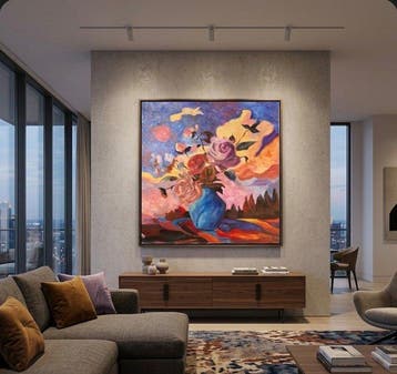 Nguyen Robert (1958) - Ambre 80 80 cm, Antiek en Kunst