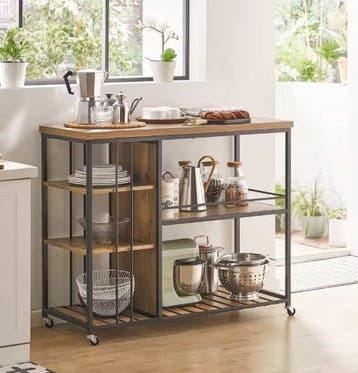 Serveerwagen Industrieel – 5 Planken MDF en Metaal, 110 cm, Verzenden, Nieuw