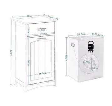 Witte badkamerkast met wasmand 42x82x30 cm, Verzenden, Nieuw