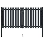 vidaXL Dubbele poort met deur staal 300x150 cm antraciet, Tuin en Terras, Tuinpoorten, Verzenden, Nieuw
