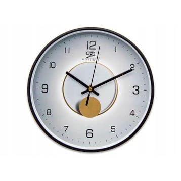 Wandklok 25 cm Zwart Grijs Goud – Stille Analoge Klok met, Ophalen of Verzenden, Nieuw