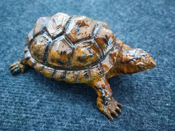 Figuur - turtle unique enamelded - Brons, Emaille, Antiek en Kunst, Curiosa en Brocante