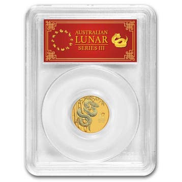 Gouden Lunar III - 1/4 oz 2025 Year of the Snake PCGS MS70, Verzenden, Losse munt, Goud