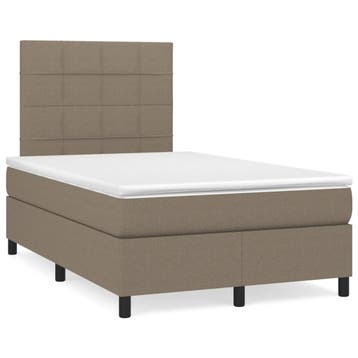 vidaXL Boxspring met matras stof taupe 120x190 cm, Verzenden, Nieuw, 190 cm of minder, Twijfelaar