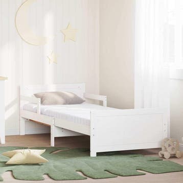 vidaXL Bedframe met uitschuifbaar matras Wit 80 x 200 cm, Verzenden, Nieuw, Wit, Hout
