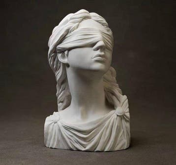 Beeld, Lady Justice - 12 cm - Marmer