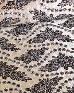 Jacquard Brokaat Zilver/Zwart, Nieuw, Zwart