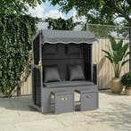 vidaXL Strandstoel met kussen poly rattan en hout antraciet, Tuin en Terras, Ligbedden, Verzenden, Nieuw