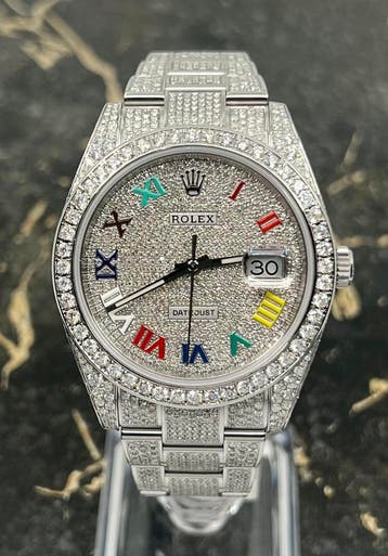 Rolex Datejust 41 - Nieuw color 126300 - Iced Out - Diamonds, Staal, Polshorloge, Nieuw, Rolex