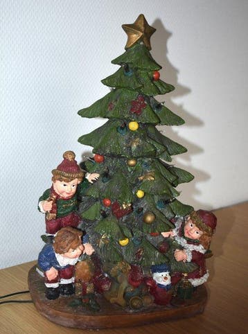 Kerstdecoratie : handgeschilderde kerstboom met kindjes en, Nieuw