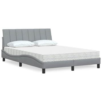 vidaXL Bed met matras Hanko stof lichtgrijs 120x200 cm, Verzenden, Nieuw, Twijfelaar, 120 cm