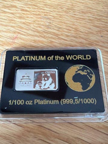 Wereld. Platin Bar Panda., 1/100 oz (.999) (Zonder