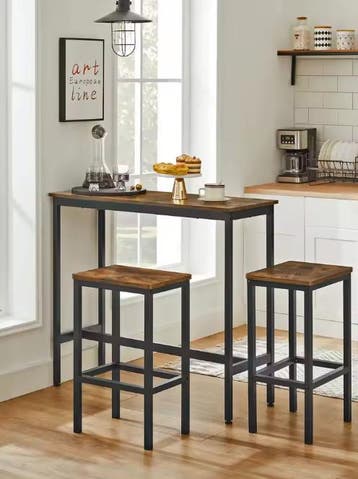 Industriële Bartafel – Houtlook en Staal, 120×60 cm Vintage, Verzenden, Nieuw
