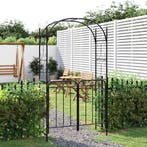 vidaXL Tuinboog met poort 108x45x235 cm staal zwart, Verzenden, Nieuw