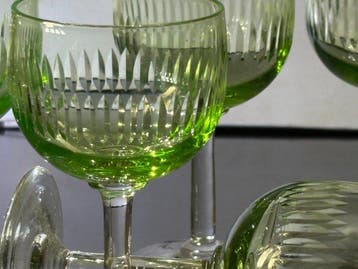 zeer mooie antieke ( URANIUM GLAZEN ) glazen - Drinkglas (6)
