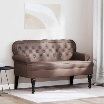 vidaXL Chesterfield Bank Bruin 119,5 x 64,5 x 75 cm Nep Leer, Verzenden, Nieuw, Leer, Minder dan 150 cm