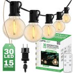 Buitenlichtsnoer 15,2m – 30x LED Ballen 3000K met Afstandsbe, Verzenden, Nieuw, Overige typen, Waterbestendig