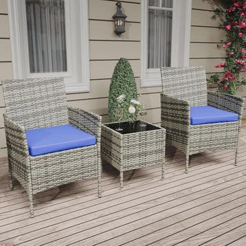 3-Delig Bistro Set: PE Rotan Terrasmeubilair met 2 Stoelen,, Verzenden, Nieuw