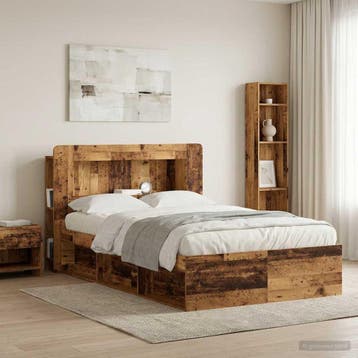 vidaXL Hoofdbordkast met opslag Oud hout Geconstrueerd hout, Verzenden, Nieuw, Bruin, Hout