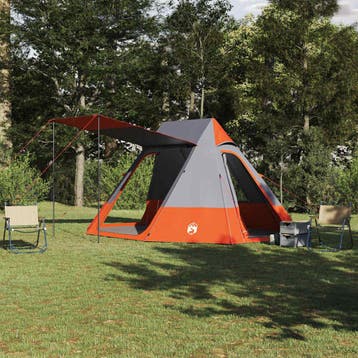 vidaXL Camping Tent 10-persoons Waterdicht Grijs en Oranje, Verzenden, Nieuw, Tot en met 2