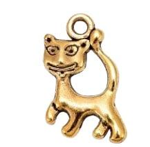 6 x Tibetaans zilveren Poes 21 x 13mm goud (Katten bedels), Ophalen of Verzenden, Nieuw, Bedel