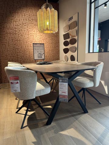Eetkamerstoelen Mandolia (set van 6) **SHOWROOMMODEL**, Nieuw, Stof
