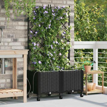 vidaXL Tuin Pot met Irrigatie en Wielen 2 st Zwart 80 x 40 x, Verzenden, Nieuw, Minder dan 60 cm, 60 cm of meer