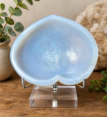 Blauwe chalcedoonhartvormige kom uit Brazilië – Zachte